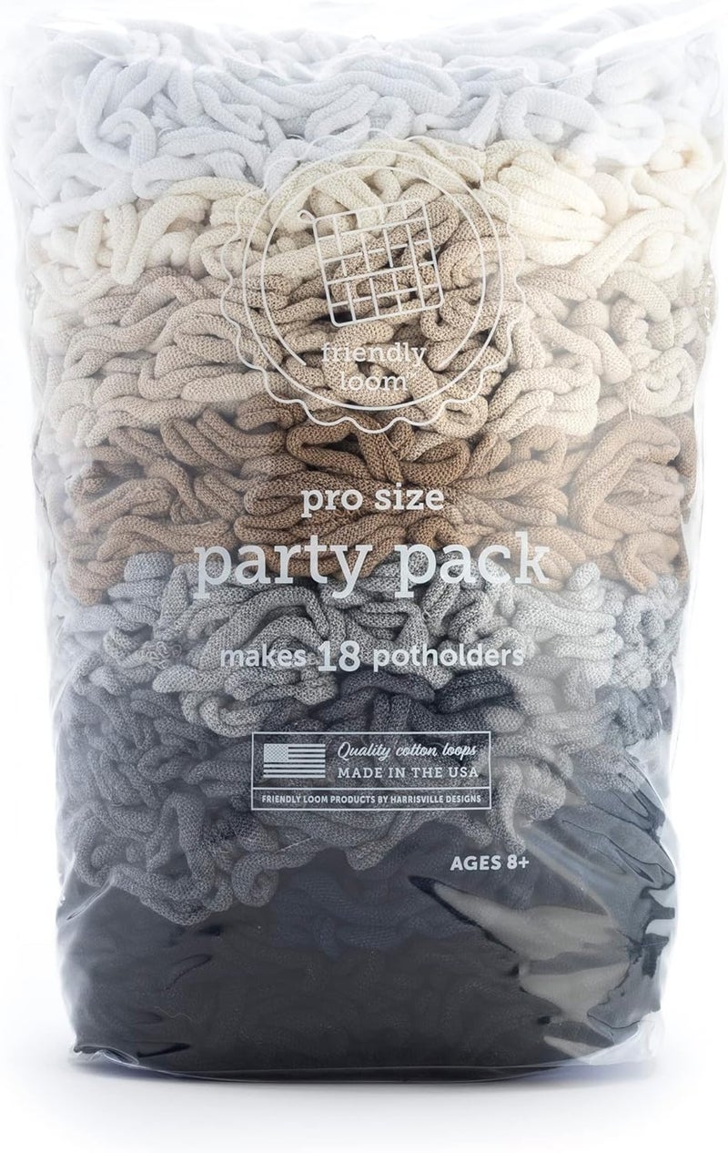 friendly loom Quality Cotton Weaving Loops in Neutral Colors – 10” PRO Size | Weave 18 Functional Potholders | Made in The USA - Image 1